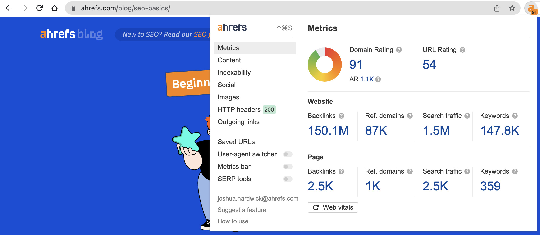 Ahrefs SEO Toolbar