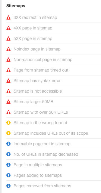 17 sitemap-related issues to account for when working in a headless CMS, from Ahrefs' Site Audit tool