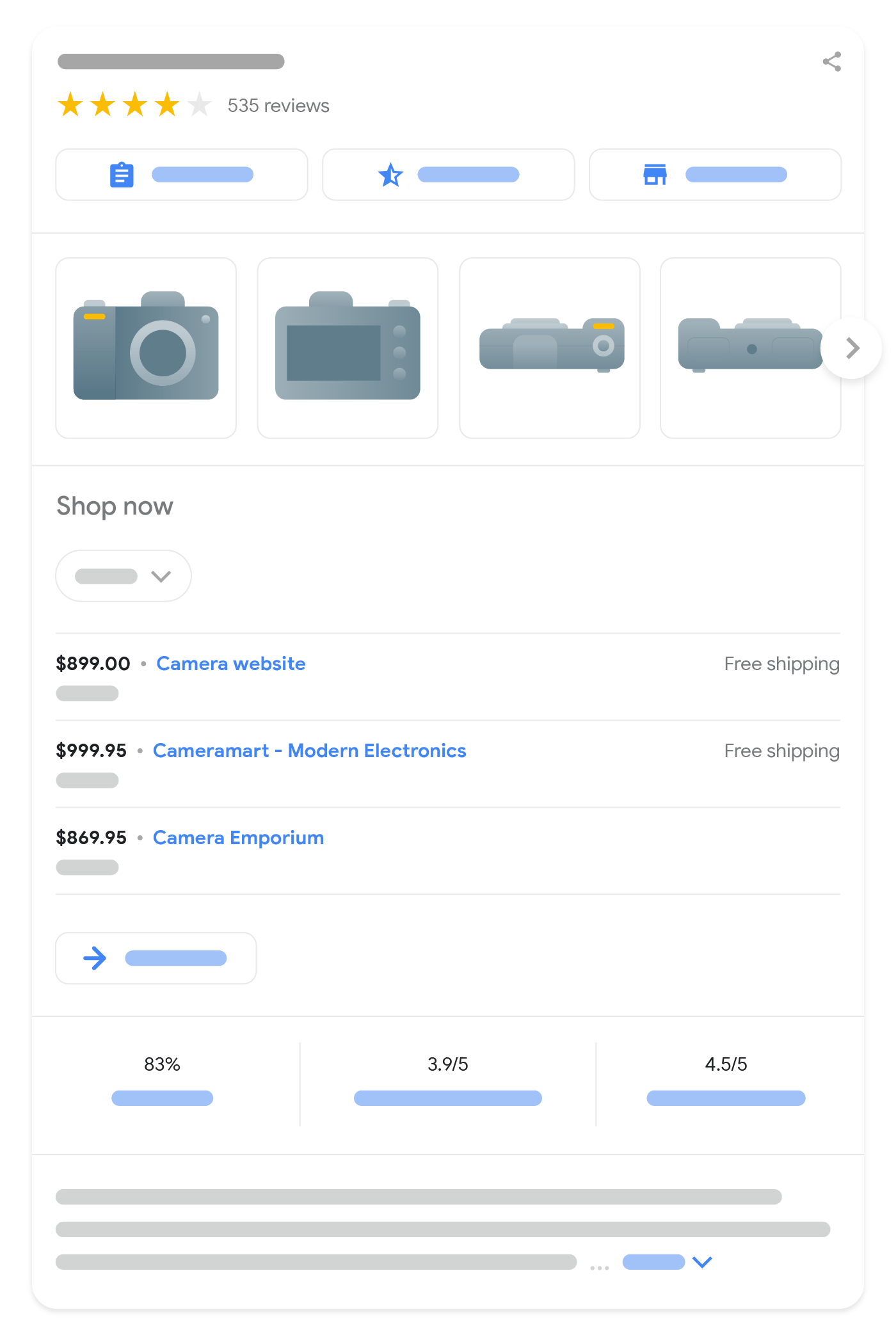 Example of a product information page with structured data